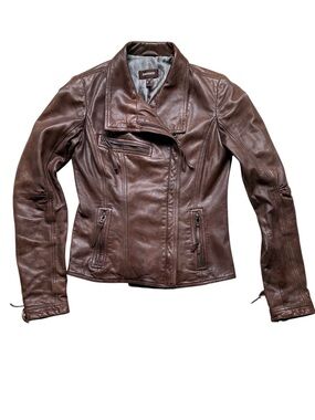 Danier Women's Brown Genuine Leather Moto Jacket Size Small